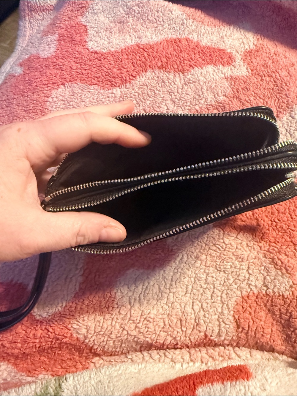 Coach Black Signature Wristlet Wallet with Silver Logo - Picture 3 of 5